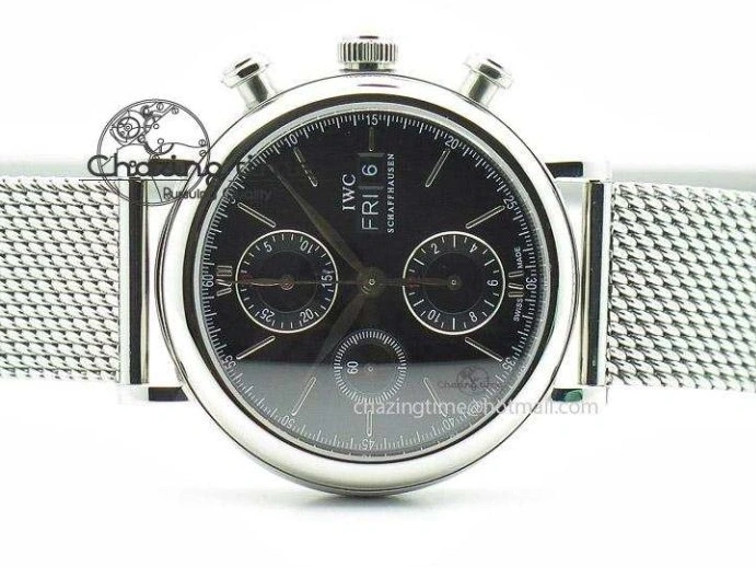 MIROTIME 0124 Portofino Chrono SS Black Dial on SS Mesh Bracelet A StreetReady 7399